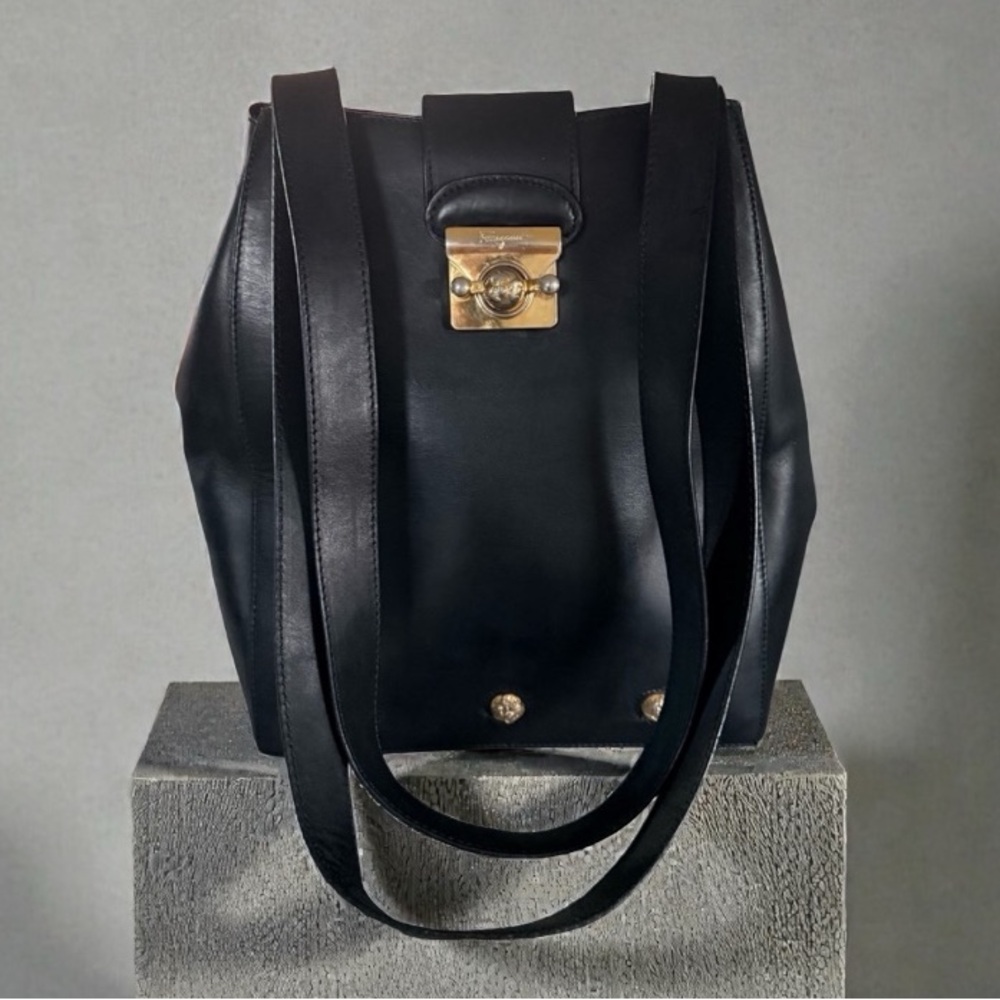 Salvatore Ferragamo vintage  leather high heel stud hardware  shoulder bag